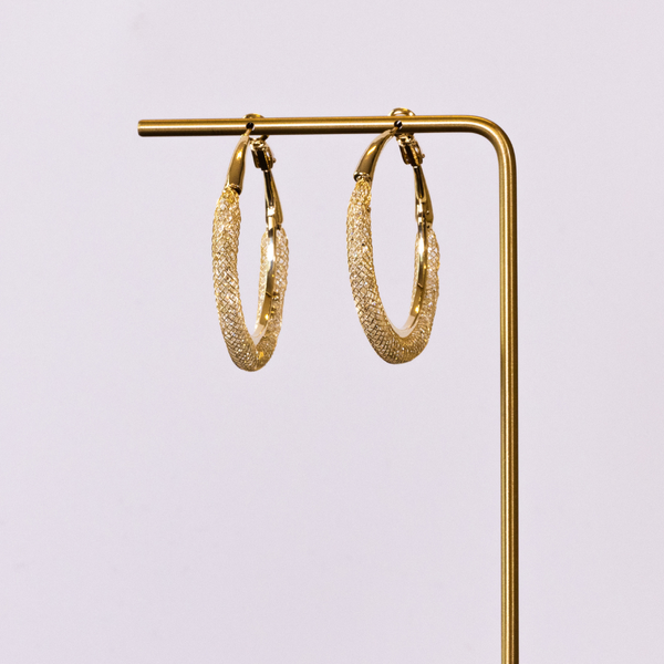 Twine  textured hoop earrings golden