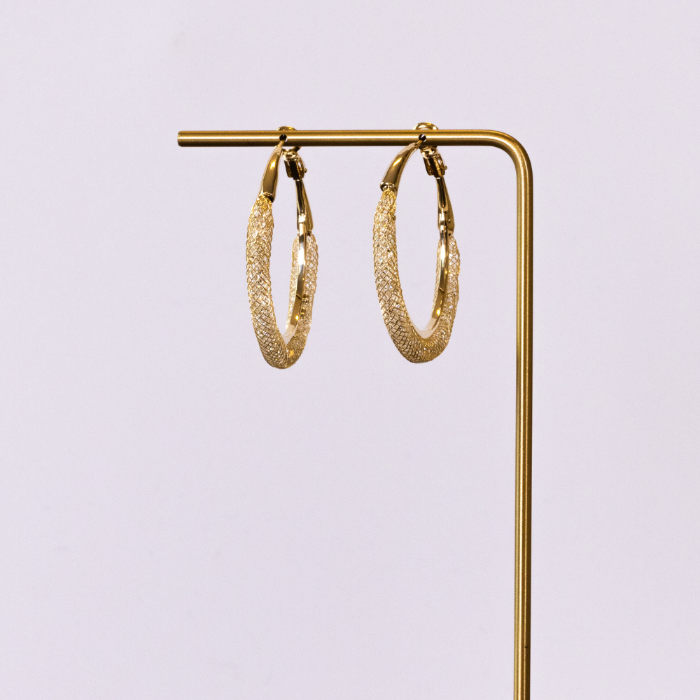 Twine  textured hoop earrings golden