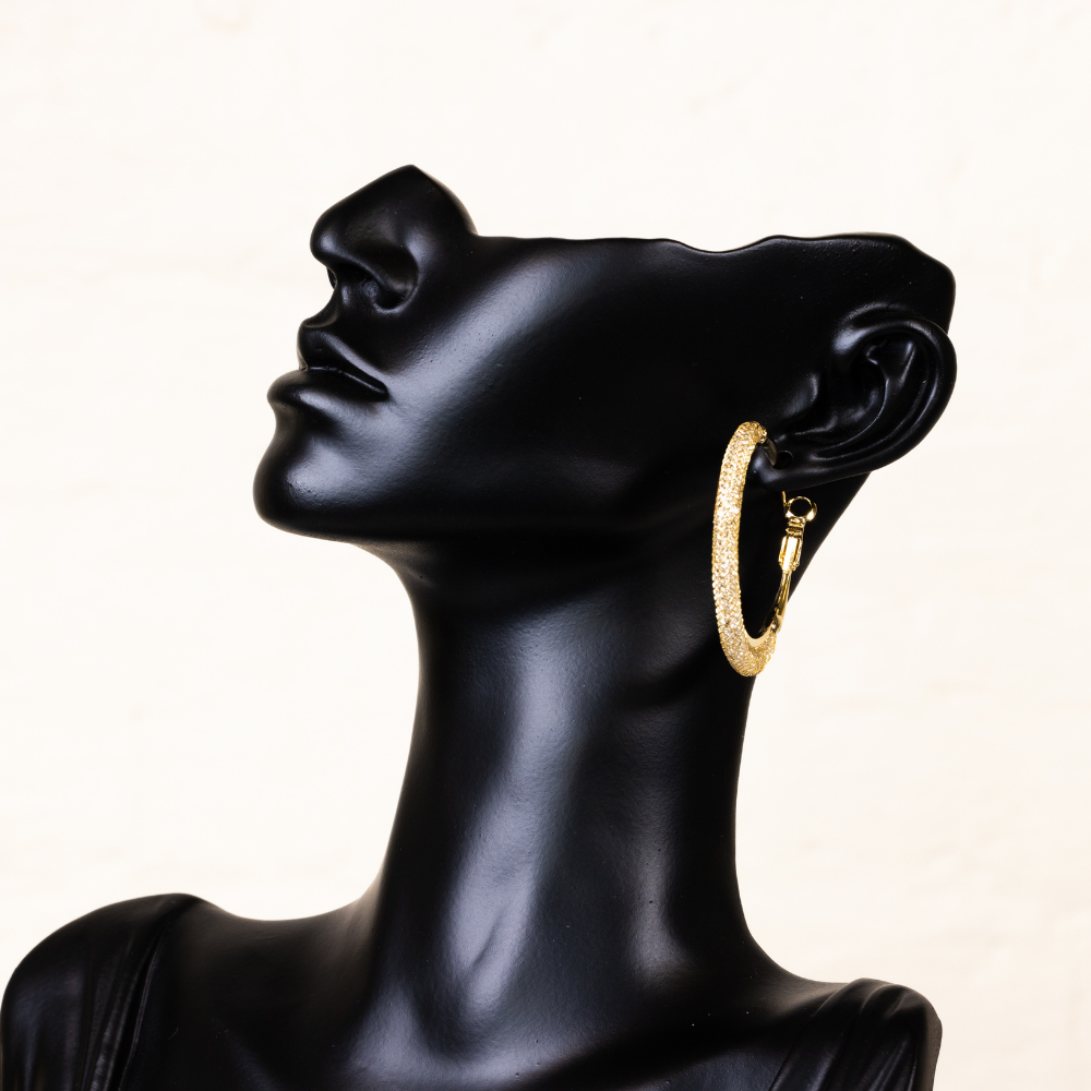Twine- textured hoop earrings Golden