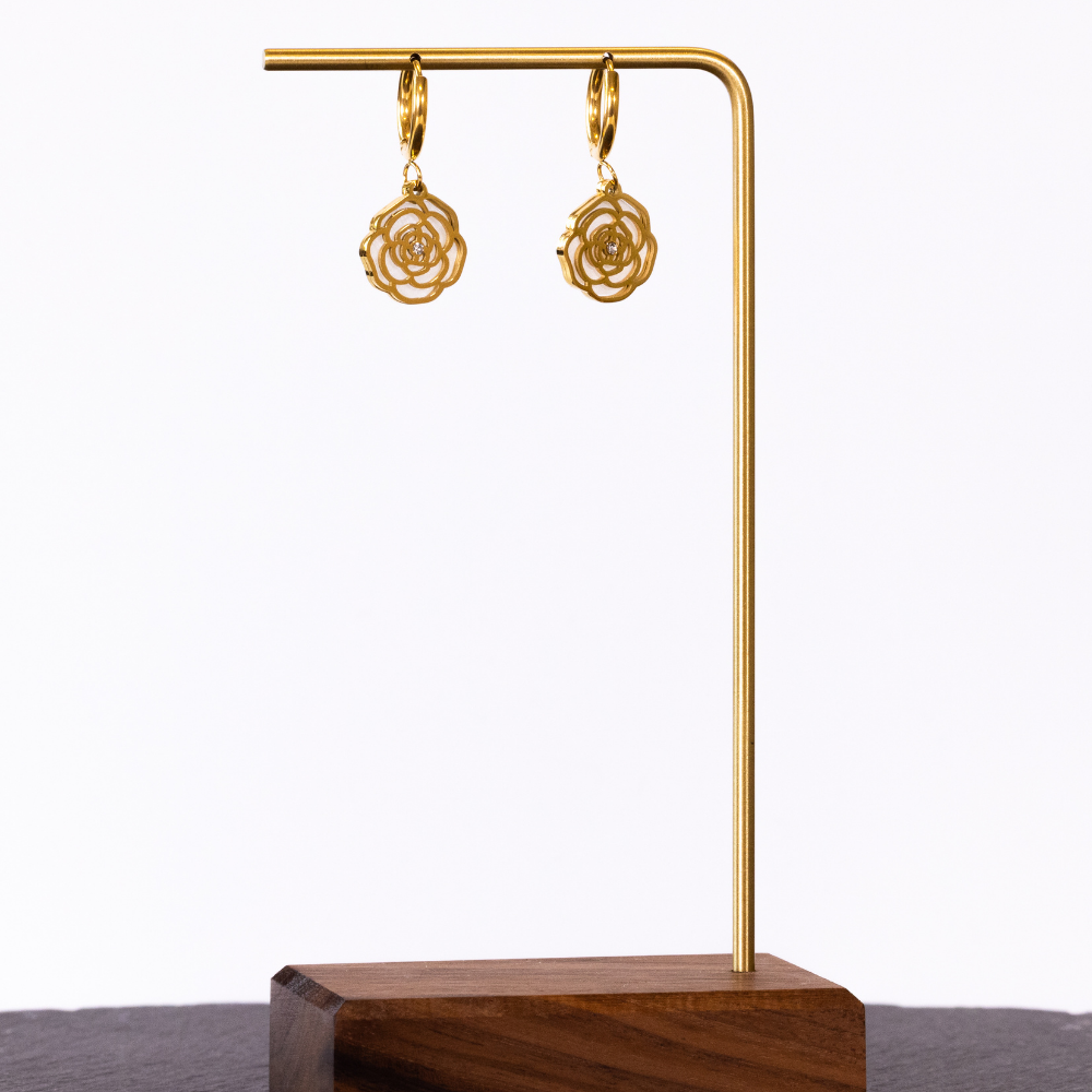 Bloom - rose pendant earrings
