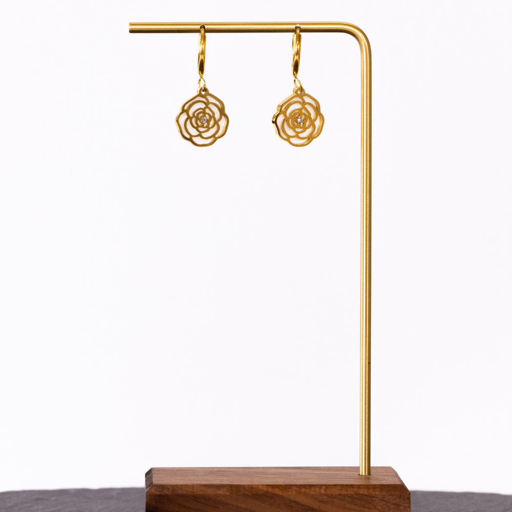 Bloom   rose pendant earrings