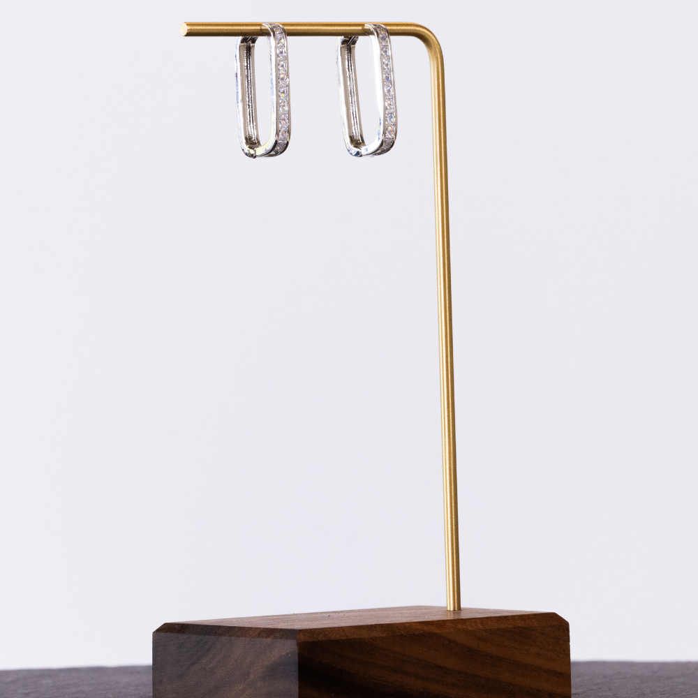 Glint - rectangular silver earrings