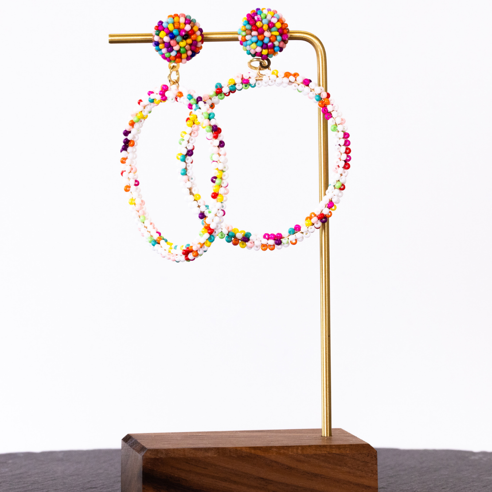 Joyloop - multicolored beaded hoop earrings