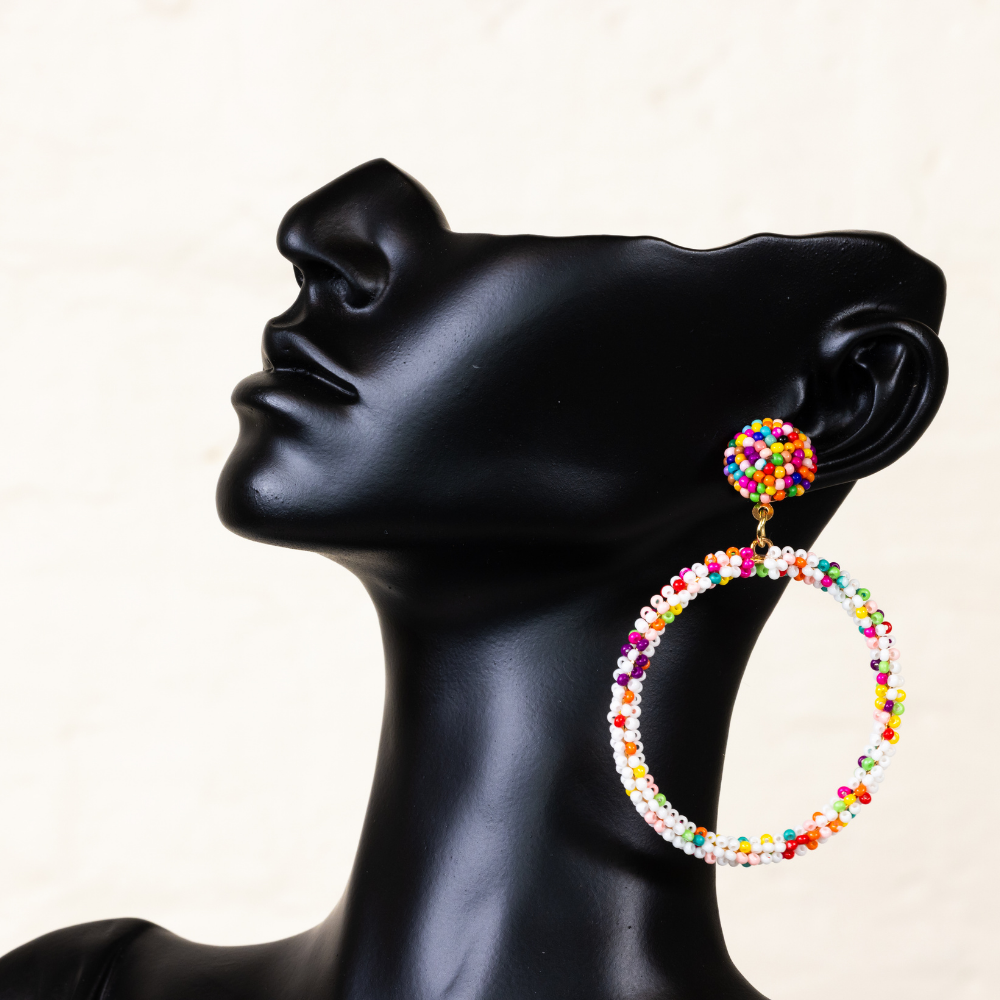 Joyloop   multicolored beaded hoop earrings