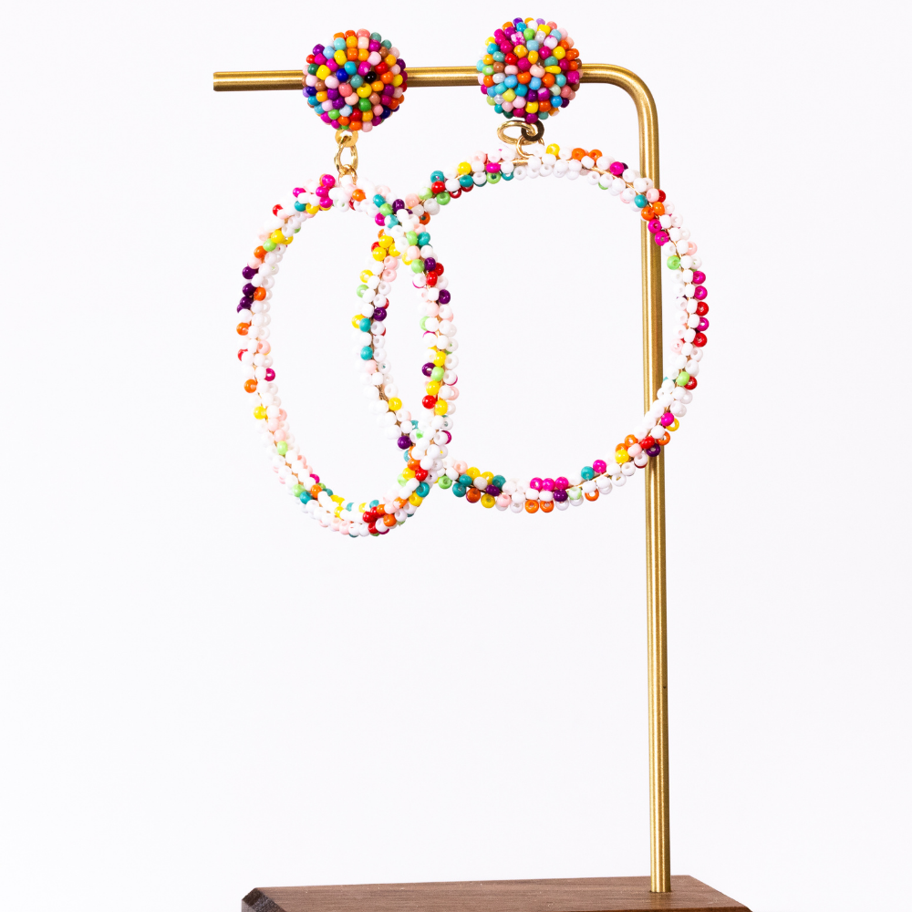 Joyloop - multicolored beaded hoop earrings