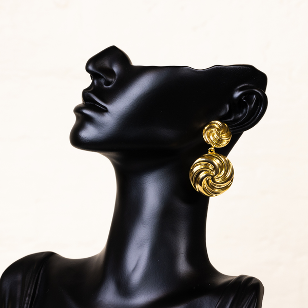 Orbit   double disc swirl earrings