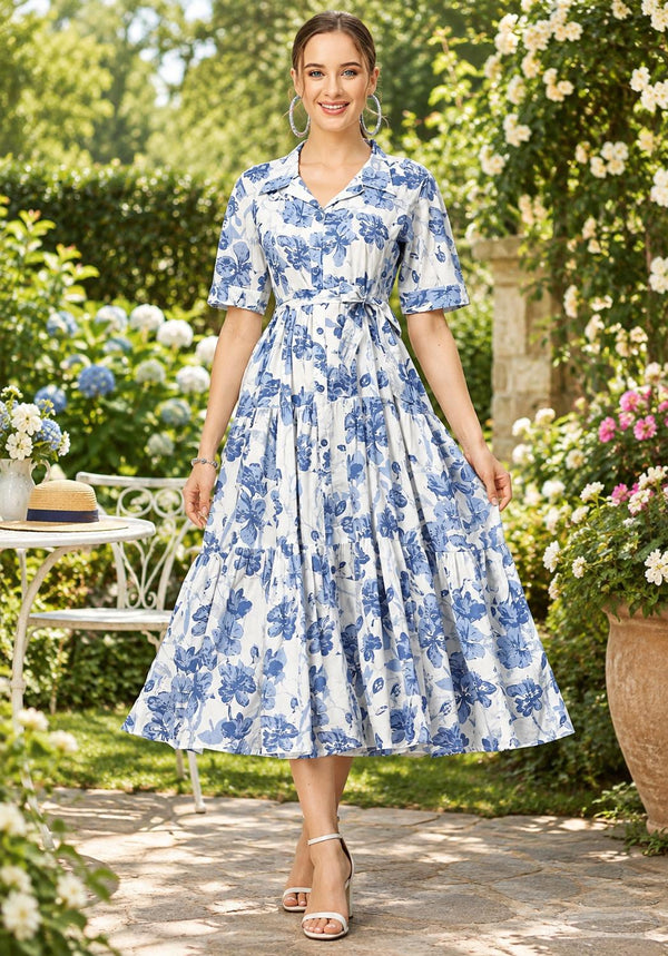 Garden floral pure cotton dress