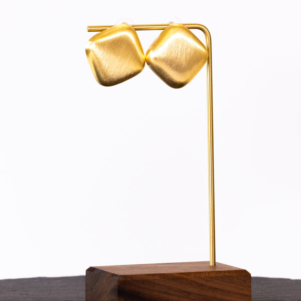 Sable   square shaped brushed gold earrings