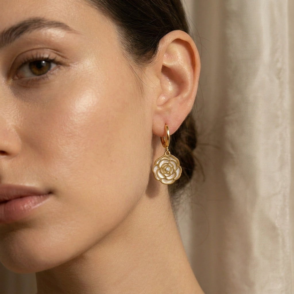 Bloom - rose pendant earrings