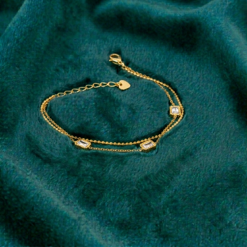 Aurora crystal layered bracelet