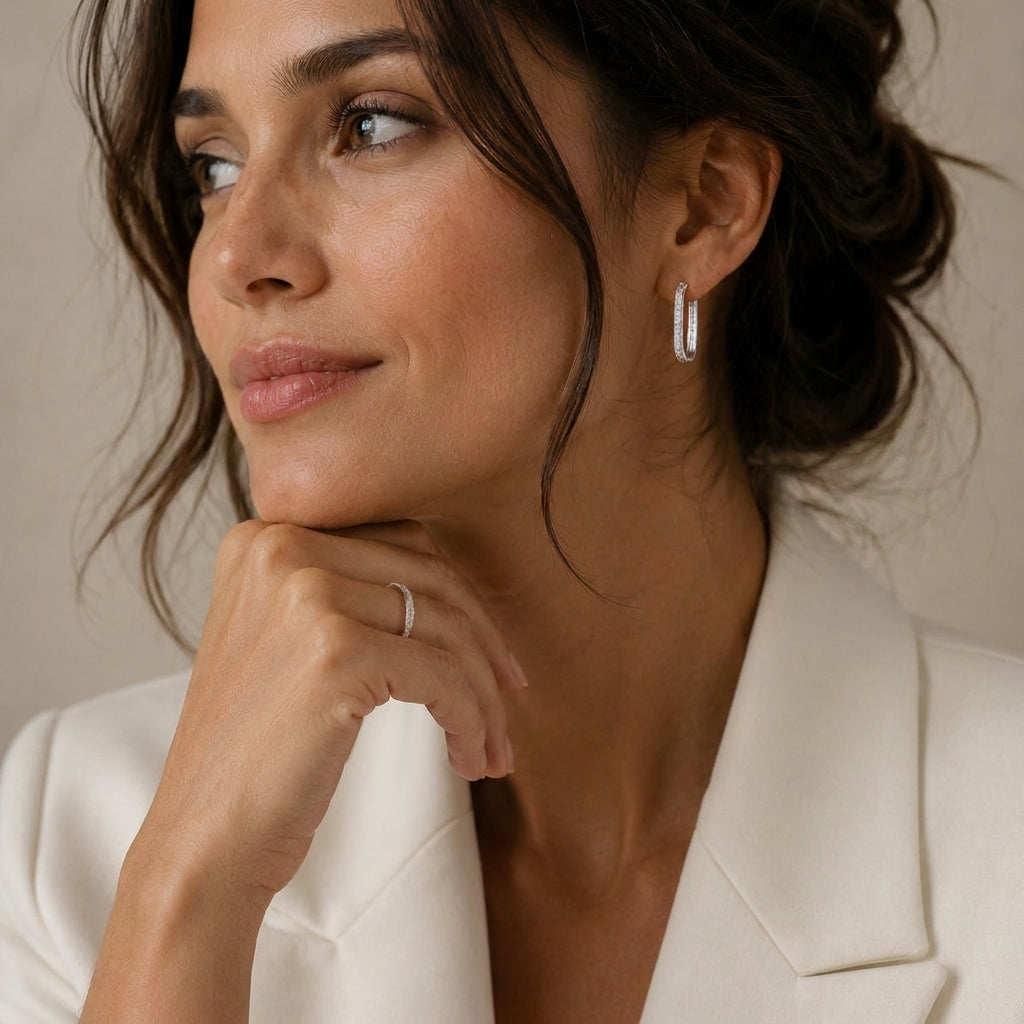 Glint - rectangular silver earrings