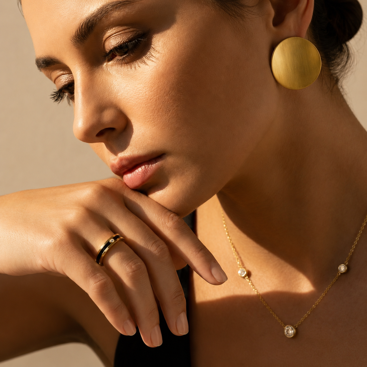 Drift   matte gold circular earrings