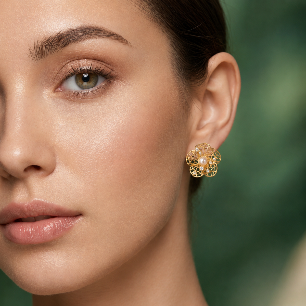 Petal   floral pearl earrings