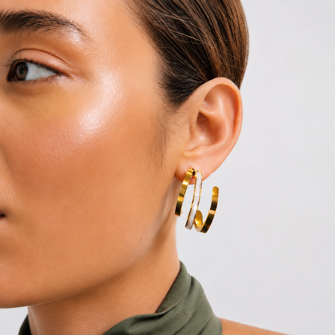 Trio Arc- layered gold hoops