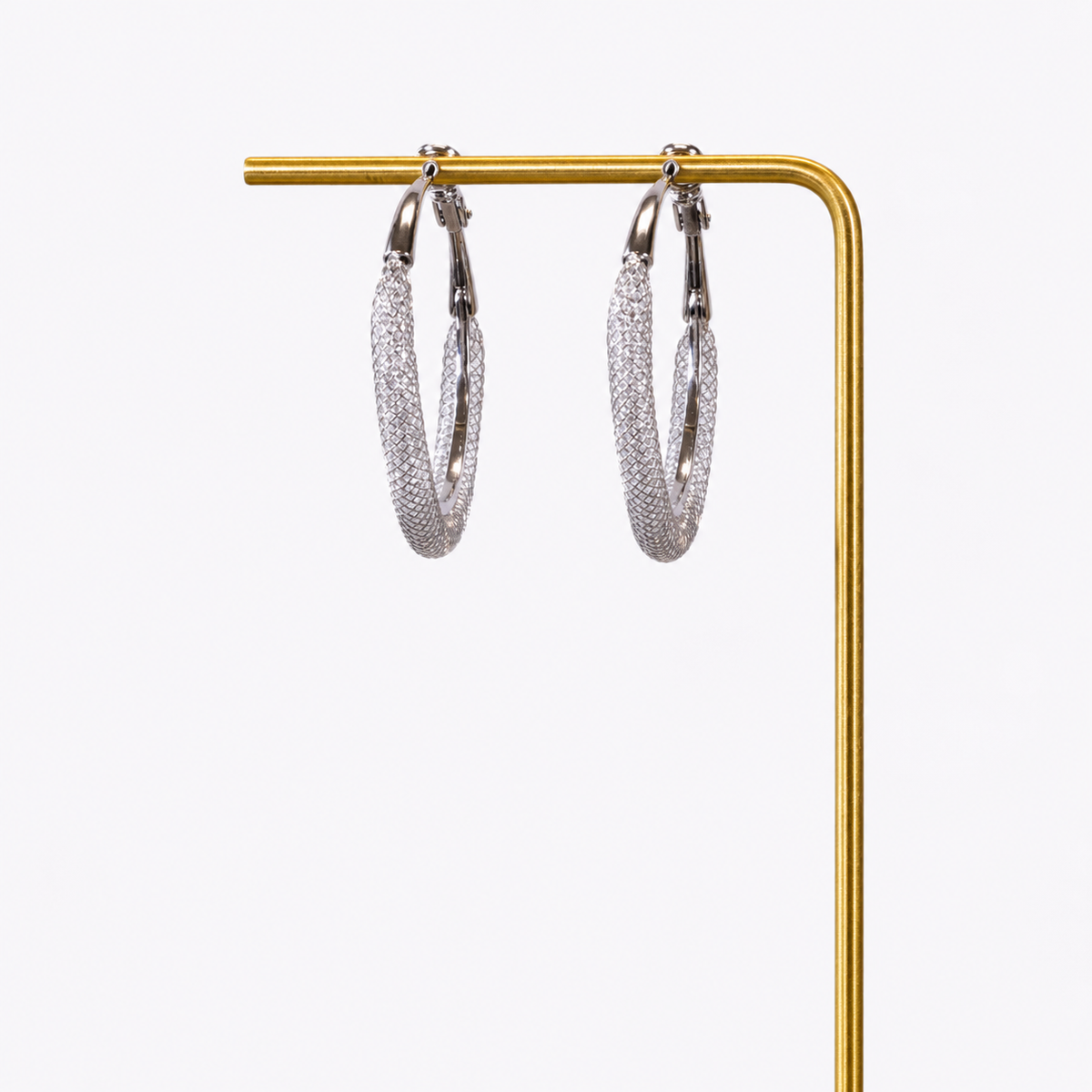Twine  textured hoop earrings silver