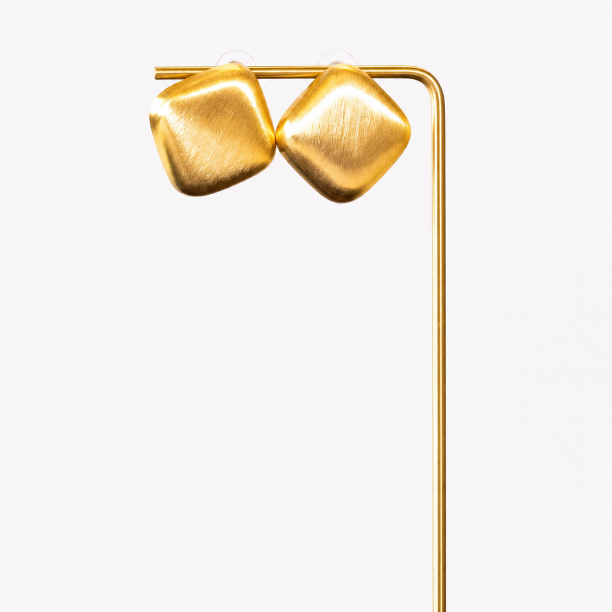 Sable   square shaped brushed gold earrings