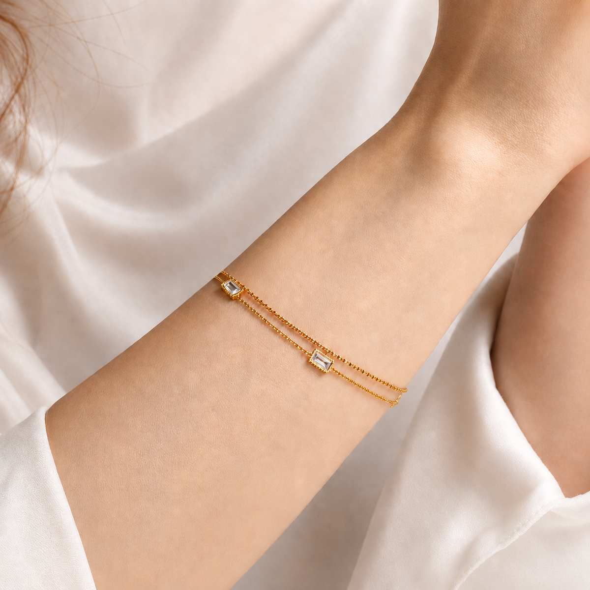 Aurora crystal layered bracelet