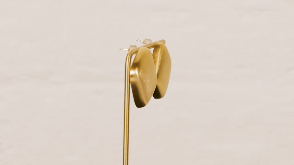 Sable   square shaped brushed gold earrings