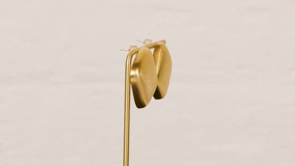 Sable   square shaped brushed gold earrings