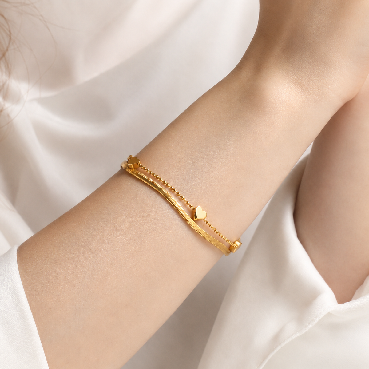 Golden harmony layered bracelet