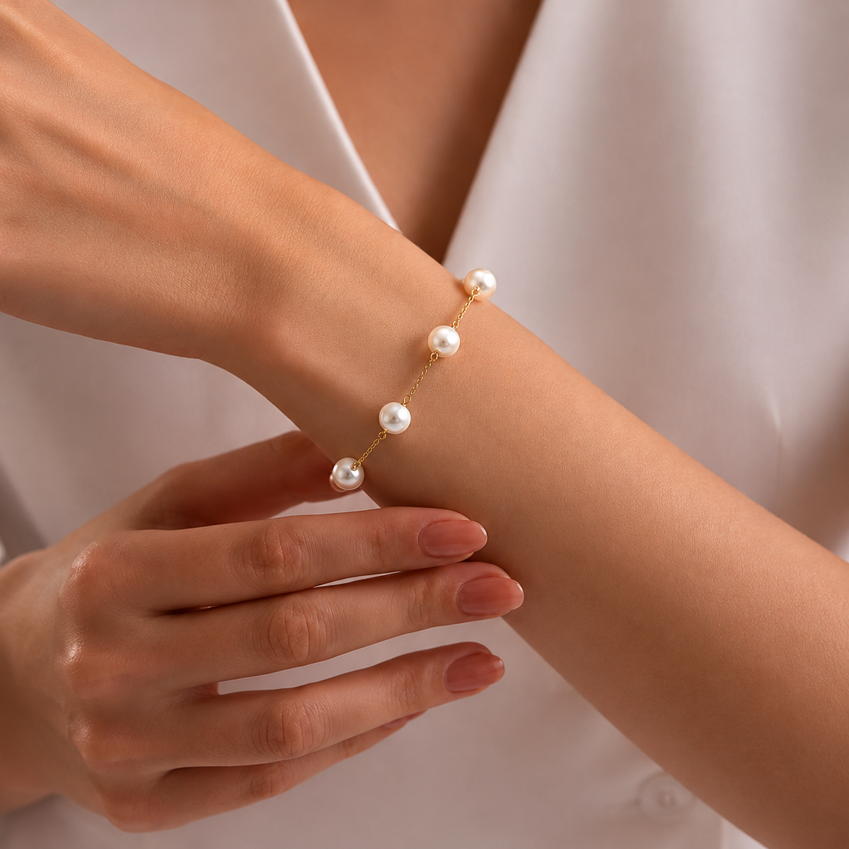 Luna pearl chain bracelet